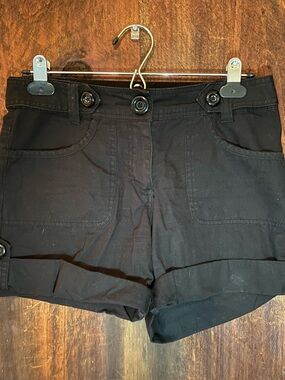 H&M Black Cargo-Style Button Shorts
